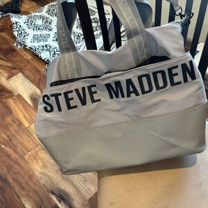 Steve Madden Black and Gray Men's Duffel Bag
